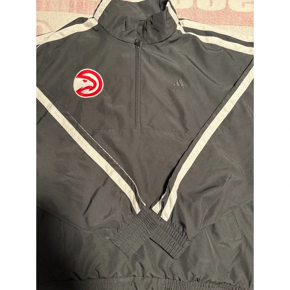 Adidas Atlanta Hawks Member Pullover Jacket Men's Gray Track Zip Top L